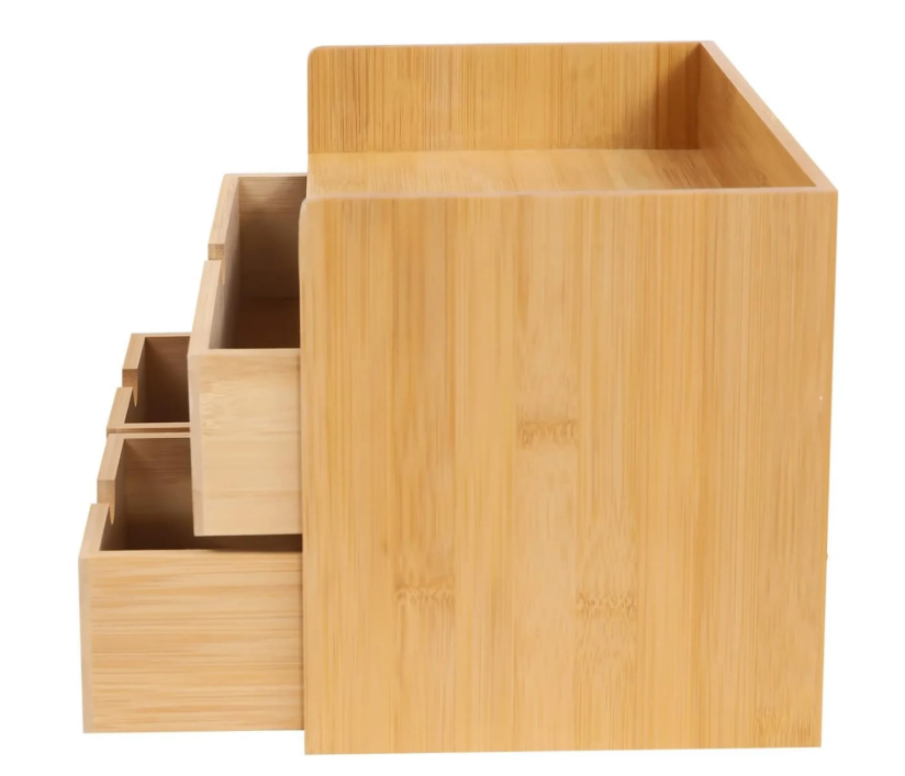 Bamboe Bureau Organizer met 3 Lades – Natuurlijke Opbergdoos met Handvat