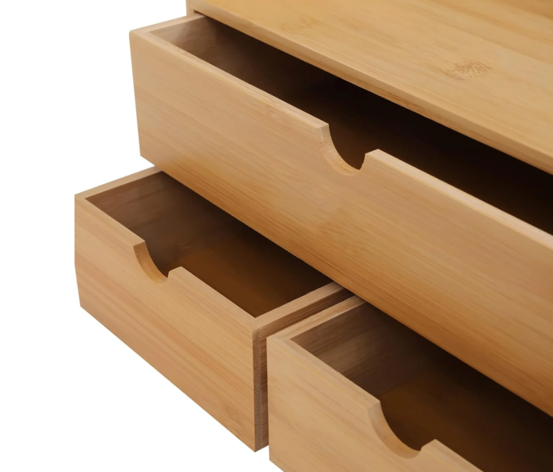 Bamboe Bureau Organizer met 3 Lades – Natuurlijke Opbergdoos met Handvat