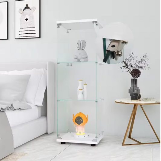 Moderne Glazen Vitrinekast met 3 Lagen – 125×42×36 cm, Gehard Glas