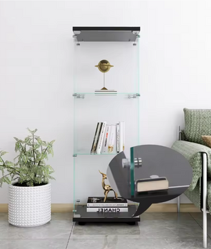 Moderne Glazen Vitrinekast met 3 Lagen – 125×42×36 cm, Gehard Glas