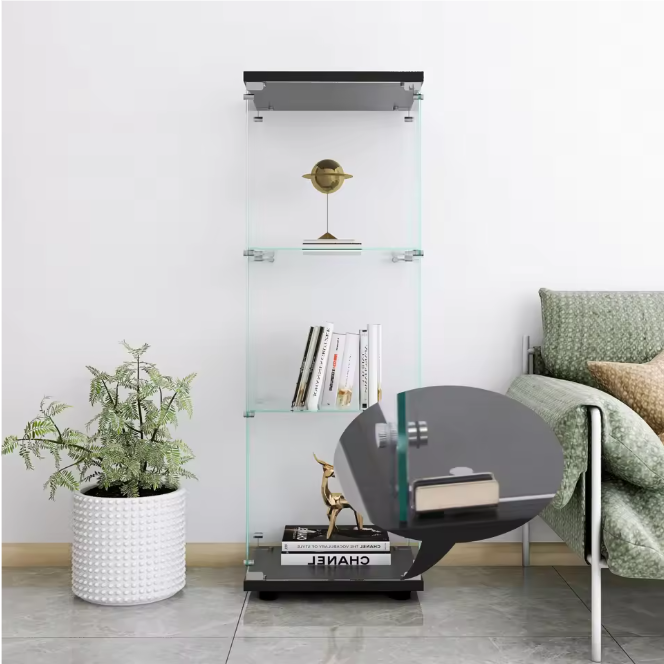 Moderne Glazen Vitrinekast met 3 Lagen – 125×42×36 cm, Gehard Glas