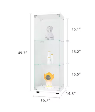 Moderne Glazen Vitrinekast met 3 Lagen – 125×42×36 cm, Gehard Glas