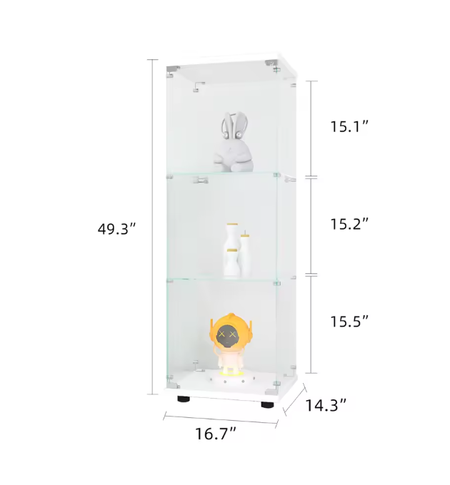 Moderne Glazen Vitrinekast met 3 Lagen – 125×42×36 cm, Gehard Glas