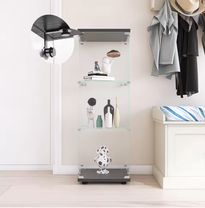 Moderne Glazen Vitrinekast met 3 Lagen – 125×42×36 cm, Gehard Glas