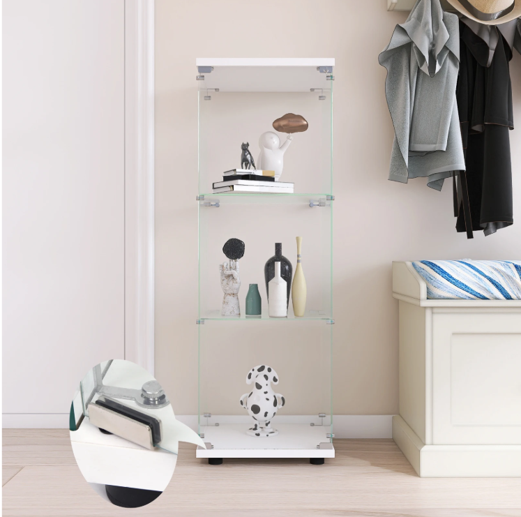 Moderne Glazen Vitrinekast met 3 Lagen – 125×42×36 cm, Gehard Glas