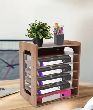 7-Laags Documentenrek – Houten Bureau Organizer met Hoge Draagkracht
