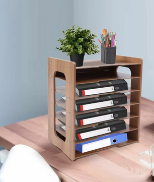 7-Laags Documentenrek – Houten Bureau Organizer met Hoge Draagkracht