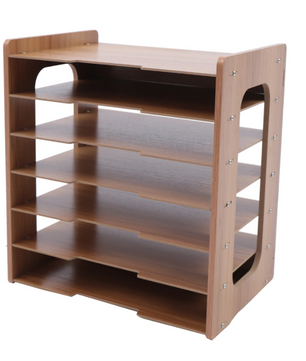 7-Laags Documentenrek – Houten Bureau Organizer met Hoge Draagkracht