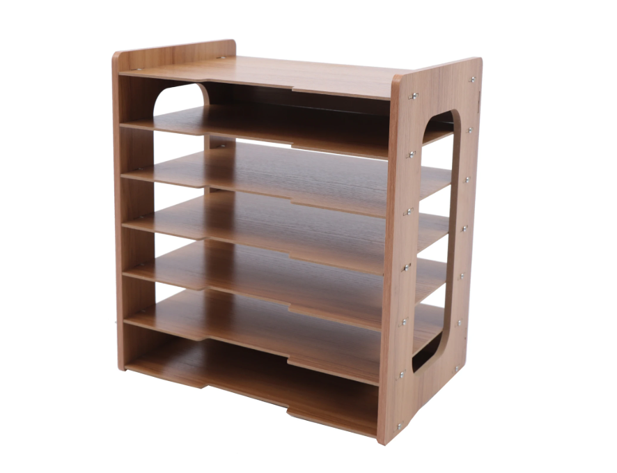 7-Laags Documentenrek – Houten Bureau Organizer met Hoge Draagkracht