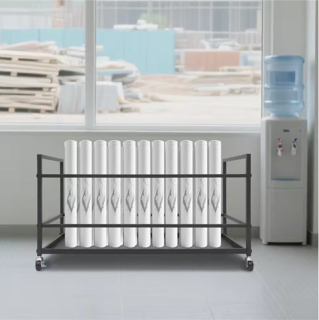 Mobiel Documentenrek met 50 Vakken – Metalen Opbergwagen op Wielen