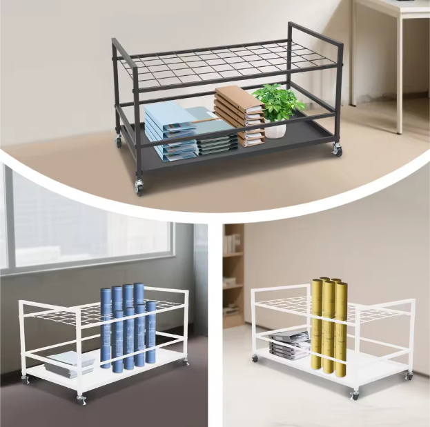 Mobiel Documentenrek met 50 Vakken – Metalen Opbergwagen op Wielen