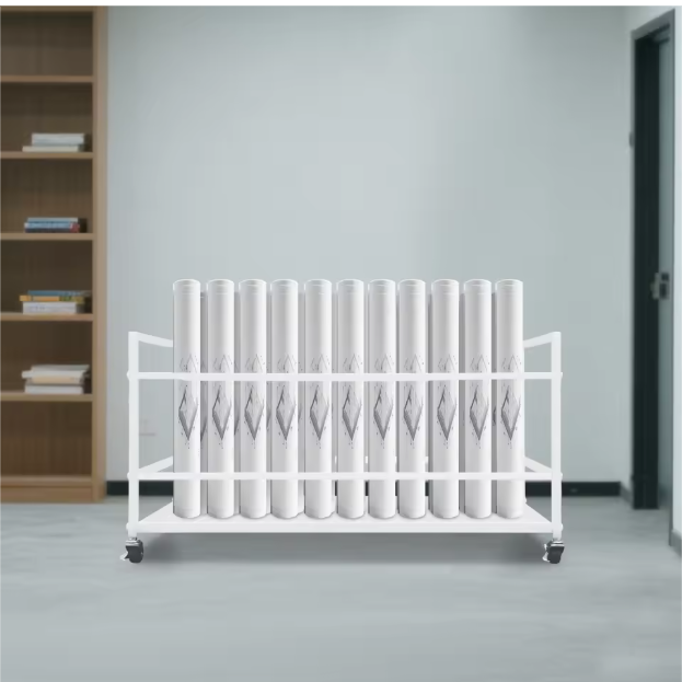 Mobiel Documentenrek met 50 Vakken – Metalen Opbergwagen op Wielen