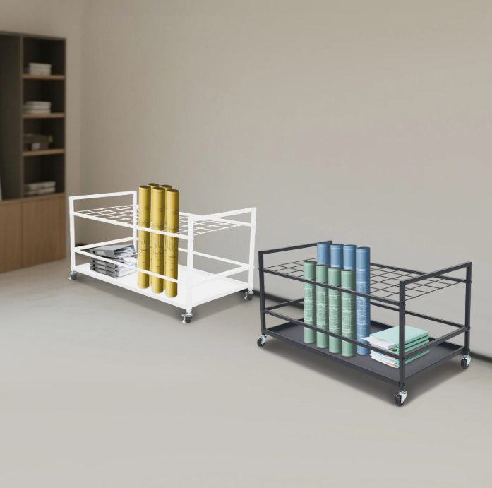 Mobiel Documentenrek met 50 Vakken – Metalen Opbergwagen op Wielen