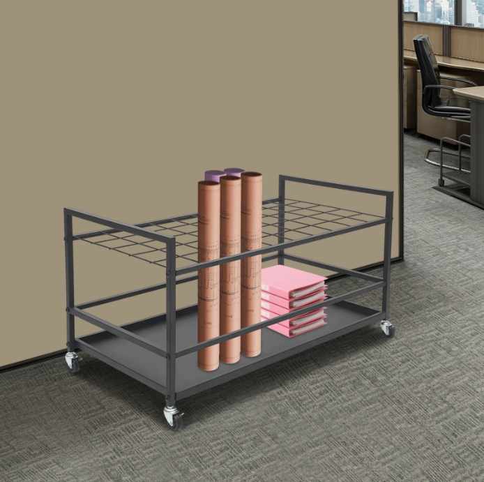 Mobiel Documentenrek met 50 Vakken – Metalen Opbergwagen op Wielen