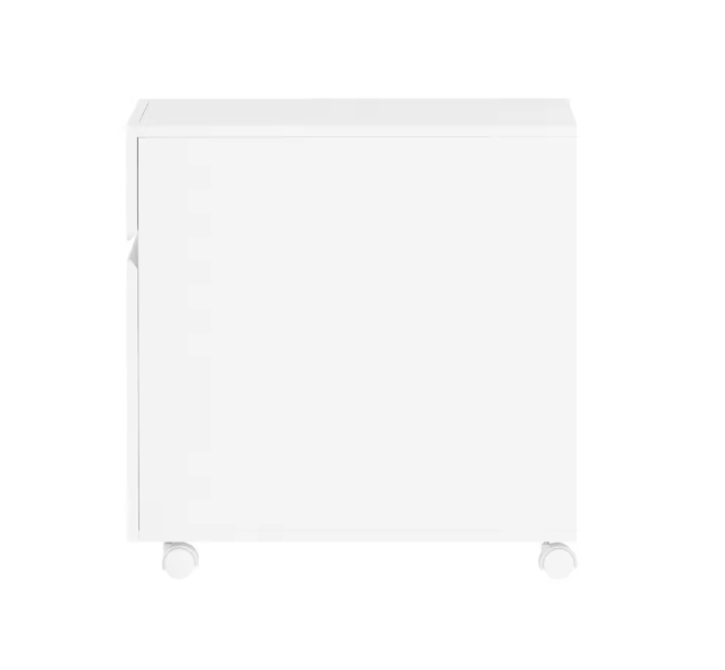 Mobiele Printerkast met Lade en Deur – Witte Opbergkast op Wielen