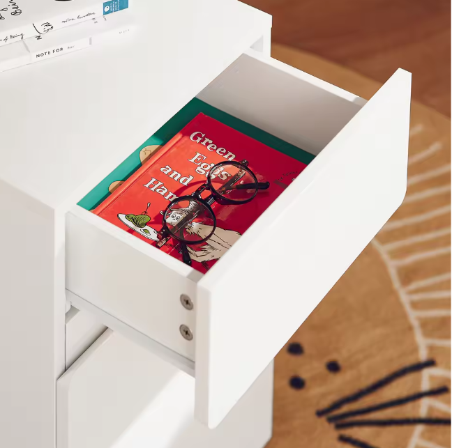 Mobiele Printerkast met Lade en Deur – Witte Opbergkast op Wielen