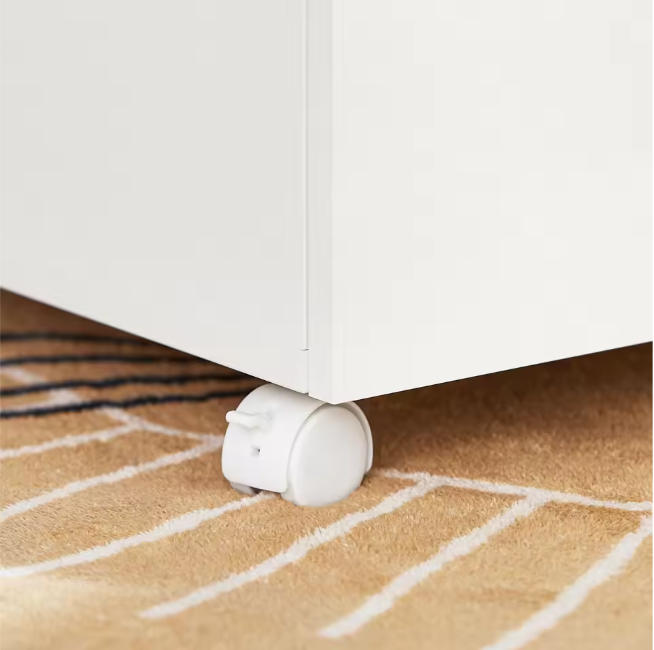 Mobiele Printerkast met Lade en Deur – Witte Opbergkast op Wielen
