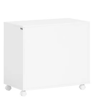 Mobiele Printerkast met Lade en Deuren – Witte Opbergkast op Wielen