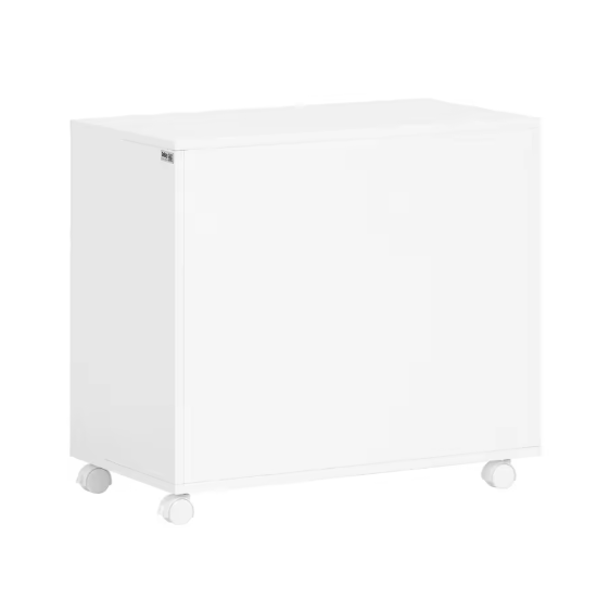 Mobiele Printerkast met Lade en Deuren – Witte Opbergkast op Wielen