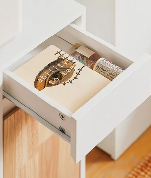 Mobiele Printerkast met Lade en Deuren – Witte Opbergkast op Wielen