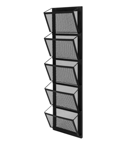 Wand Organizer met 5 Vakken – Zwarte Muurhanger voor Documenten en Tijdschriften