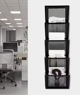 Wand Organizer met 5 Vakken – Zwarte Muurhanger voor Documenten en Tijdschriften