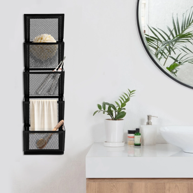 Wand Organizer met 5 Vakken – Zwarte Muurhanger voor Documenten en Tijdschriften