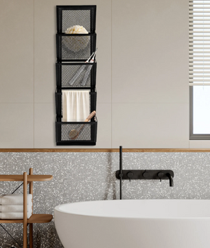 Wand Organizer met 5 Vakken – Zwarte Muurhanger voor Documenten en Tijdschriften