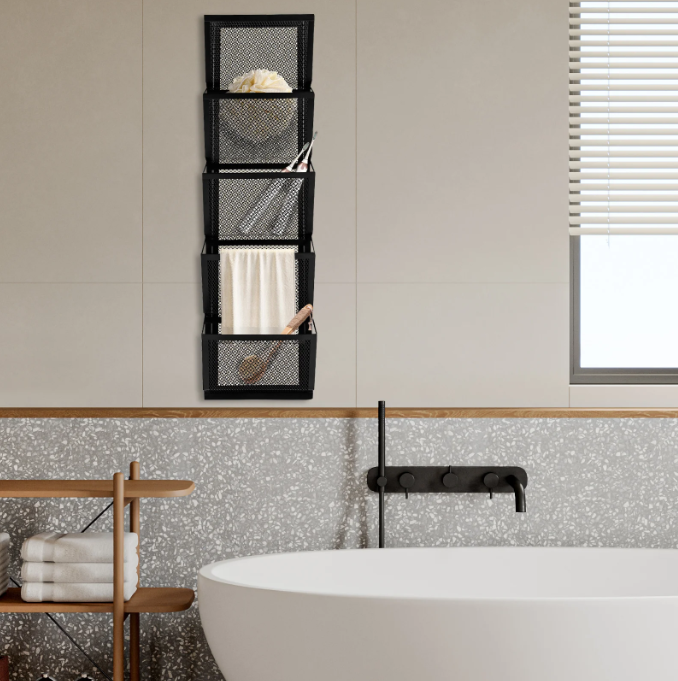 Wand Organizer met 5 Vakken – Zwarte Muurhanger voor Documenten en Tijdschriften