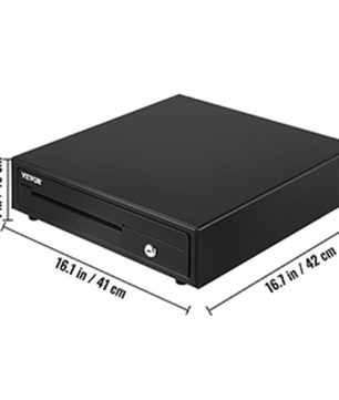 Elektronische Kassalade 41 cm – Stalen Behuizing, 12V, 5 Biljetvakken en 6 Muntvakken, met Sleutels en RJ11/RJ12 Aansluiting