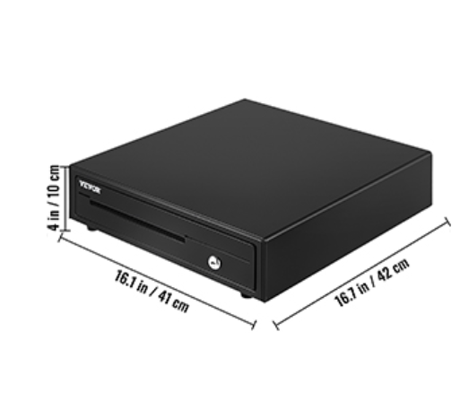 Elektronische Kassalade 41 cm – Stalen Behuizing, 12V, 5 Biljetvakken en 6 Muntvakken, met Sleutels en RJ11/RJ12 Aansluiting