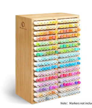 Bamboe Marker Organizer – Houten Desktop Opberger met 18/32 Vakjes