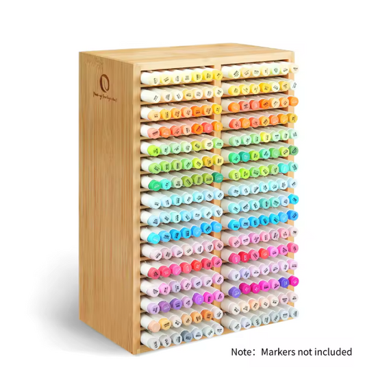 Bamboe Marker Organizer – Houten Desktop Opberger met 18/32 Vakjes