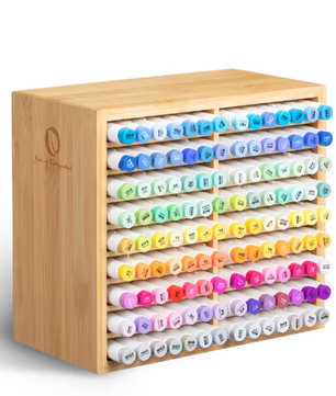 Bamboe Marker Organizer – Houten Desktop Opberger met 18/32 Vakjes