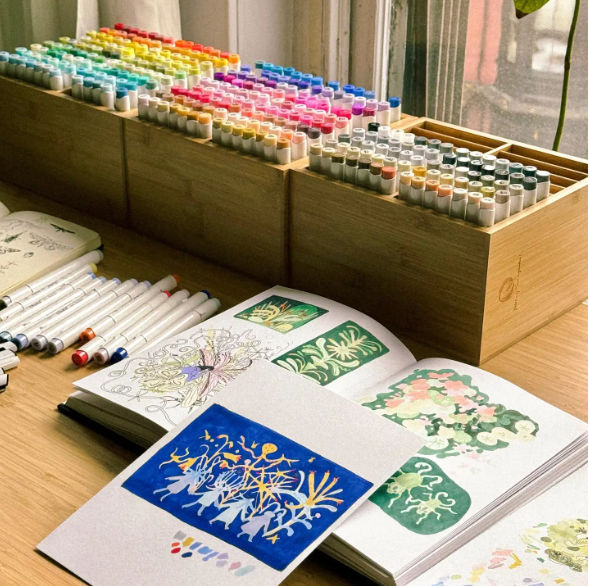 Bamboe Marker Organizer – Houten Desktop Opberger met 18/32 Vakjes