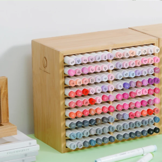 Bamboe Marker Organizer – Houten Desktop Opberger met 18/32 Vakjes