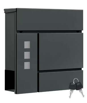 Moderne Brievenbus Antraciet – Wandmodel met Krantenhouder en Raampjes