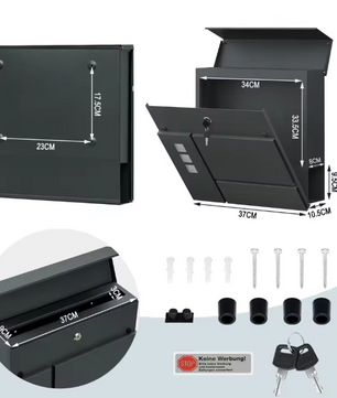 Moderne Brievenbus Antraciet – Wandmodel met Krantenhouder en Raampjes