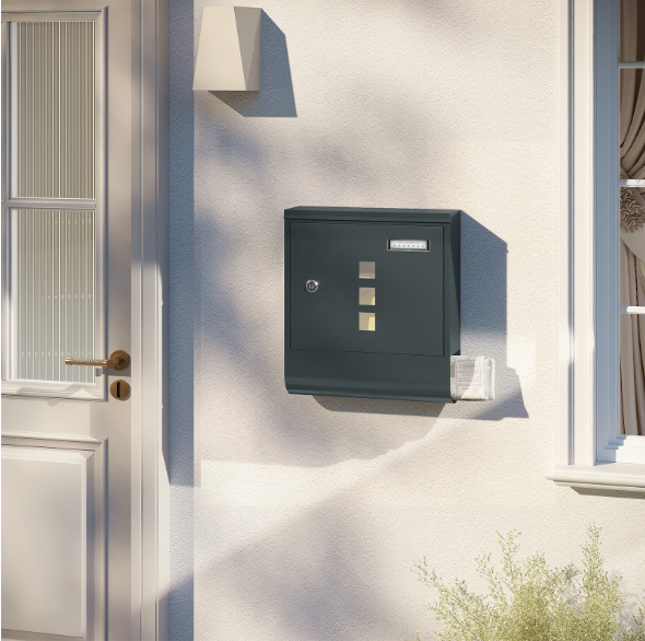 Moderne Brievenbus Antraciet – Wandmodel met Krantenhouder en Raampjes
