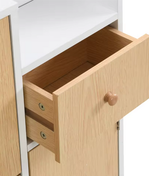 Houten Rotan Schoenenkast – Smal Model met 3 Kieplades en Lade