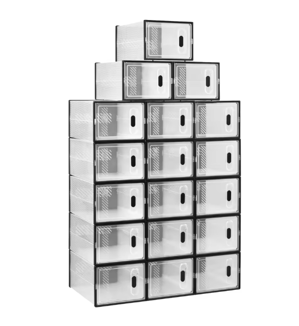 Transparante Schoenenboxen met Magneetsluiting – Stapelbare Opbergers Set