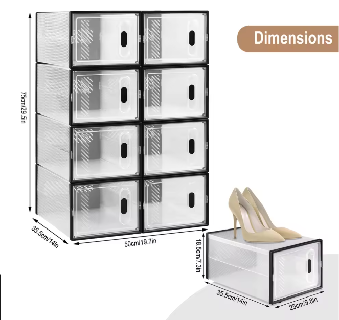 Transparante Schoenenboxen met Magneetsluiting – Stapelbare Opbergers Set