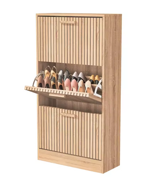 Smalle Houten Schoenenkast met 3 Kieplades – Elegant en Ruimtebesparend