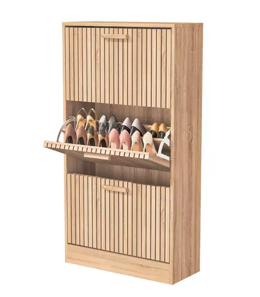 Smalle Houten Schoenenkast met 3 Kieplades – Elegant en Ruimtebesparend