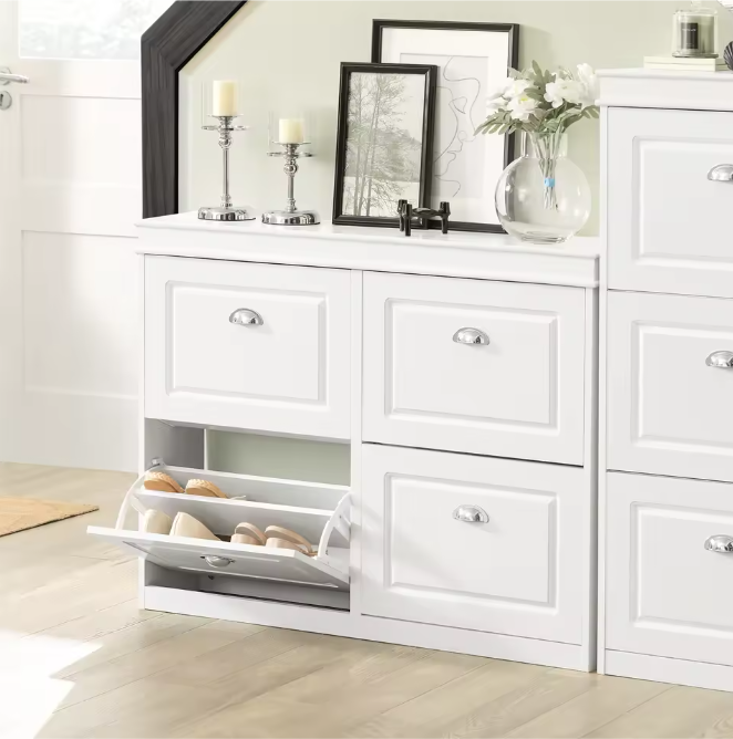 Schoenenkast met 4 Kieplades – Smal Model met 8 Opbergvakken