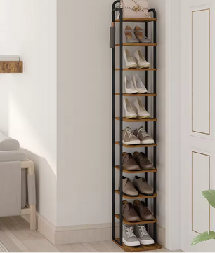Verticale Schoenenkast met 10 Lagen – Smal Schoenenrek voor Kleine Ruimtes