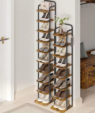 Verticale Schoenenkast met 10 Lagen – Smal Schoenenrek voor Kleine Ruimtes