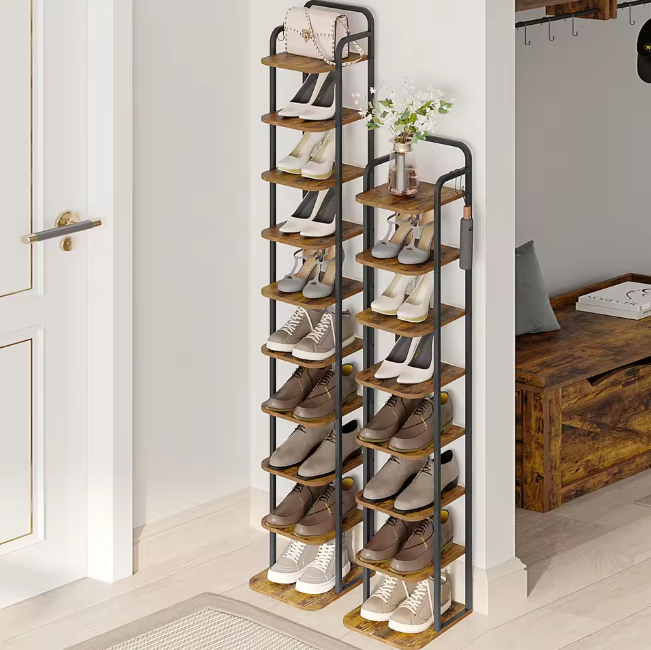 Verticale Schoenenkast met 10 Lagen – Smal Schoenenrek voor Kleine Ruimtes