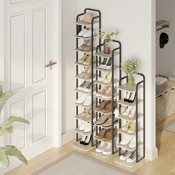 Verticale Schoenenkast met 10 Lagen – Smal Schoenenrek voor Kleine Ruimtes