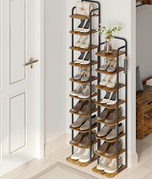 Verticale Schoenenkast met 10 Lagen – Smal Schoenenrek voor Kleine Ruimtes